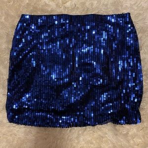 Blue sequins skirt